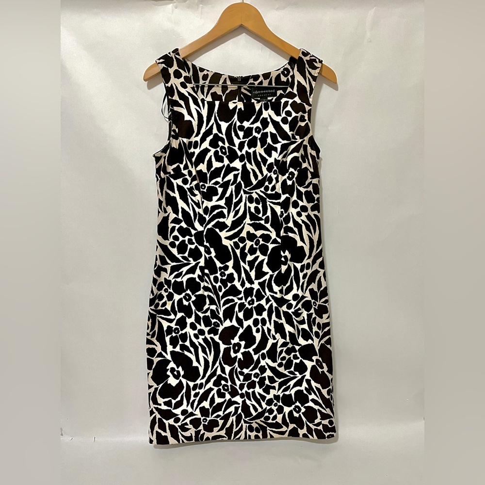 Connected Apparel Black and White Patterned Mini Dress